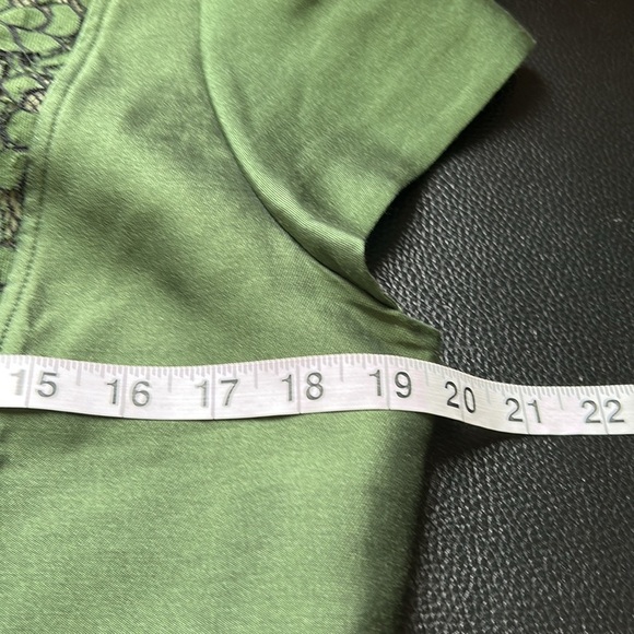 Tory Burch Mariana sheath dress Olive Green Black Jacquard Satin Lace Sz 12 - Picture 15 of 16